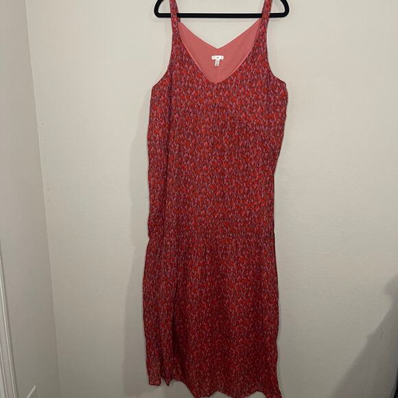 Joie Bondi Tiered Sleeveless V-Neck Maxi Dress Tea Rose Red Women’s - Size L - Picture 3 of 8